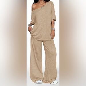 Chic Tan Wide-Leg Jumpsuit